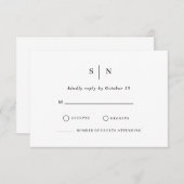 シックミニマルな |白黒ウェディングRSVP Ca 出欠カード (正面/裏面)