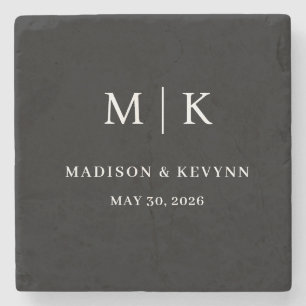 シックミニマルな  白黒結婚の ストーンコースター