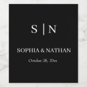 シックミニマルな |白黒結婚の ワインラベル (シングルラベル)