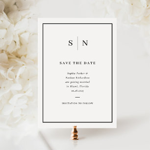 シックミニマルな  白黒縁ど結婚の セーブザデート