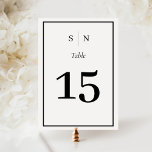 シックミニマルな |白黒縁ど結婚の テーブルナンバー<br><div class="desc">これらのエレガントテーブモダンル番号はシンプル白黒のミニマ文字デザインリストを備え、クラシックのフレームが表示されています。イニシャルやモノグラムを追加して完全に自分のものにする。</div>