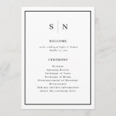 シックミニマルな |白黒縁ど結婚の プログラム (正面)