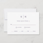 シックミニマルな |紫と白の食事の選択 出欠カード (正面)