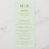 シックミニマルな |金ゴールドとグリーン結婚ズ メニュー (正面)