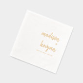 シックミニマルな |金ゴールドと白結婚色 箔ナプキン (左)