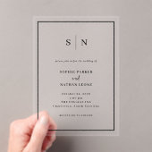 シックミニマルな | 黒縁ど結婚の アクリル招待状 (インサイチュ (ポータブル))