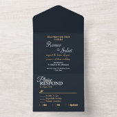 シックミニマルな | Black All in One Wedding Invite オールインワン招待状 (内側)