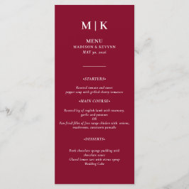 シックミニマルな | BurgundyとWhite 結婚's メニュー