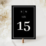 シックミニマルな | Dark Blackと縁ど結婚s テーブルナンバー<br><div class="desc">これらのエレガントテーブモダンルの番号はシンプルクラシックの白い枠と共に文字デザイン、のダークブラックのミニマリストを特徴としている。イニシャルやモノグラムを追加して完全に自分のものにする。</div>