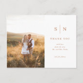 シックミニマルな | Photo Boho 結婚's Thank You ポストカード (正面)