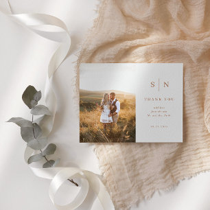 シックミニマルな Photo Boho 結婚's Thank You ポストカード
