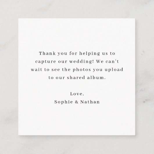 シックミニマルな | QRコード結婚の共有愛 エンクロージャーカード (裏面)