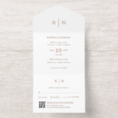 シックミニマルな | QRコード結婚の金箔 オールインワン招待状 (内側)