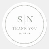 シックミニマルな | Sageのイニシャルで白結婚色 ラウンドシール (正面)