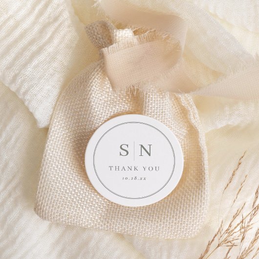 シックミニマルな | Sageのイニシャルで白結婚色 ラウンドシール