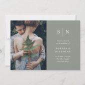 シックミニマルな | Sage Green 結婚 Photo's 招待状 (正面)