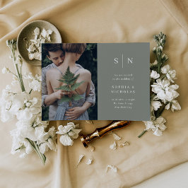 シックミニマルな | Sage Green 結婚 Photo's 招待状