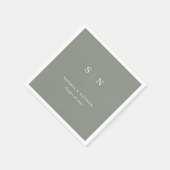 シックミニマルな | Sage Green 結婚's スタンダードカクテルナプキン (角)