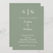シックミニマルな | Sage Green 結婚's 招待状 (正面/裏面)