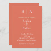 シックミニマルな | Terracotta結婚の 招待状 (正面/裏面)