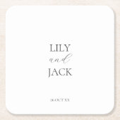 シックミニマルカップルホワイト結婚ズ紙コースター スクエアペーパーコースター (正面)