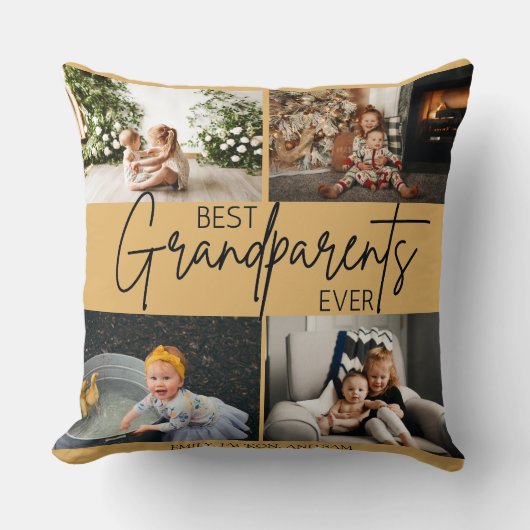 シックミニマルカーキブラウン最高の祖父母の写真 クッション (正面)