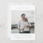 シックミニマルクリーンカスタムな写真日付カードを保存 サンキューカード (正面)