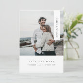 シックミニマルクリーンカスタムな写真日付カードを保存 サンキューカード (スタンド正面)