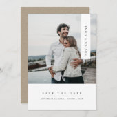 シックミニマルクリーンカスタムな写真日付カードを保存 サンキューカード (正面/裏面)