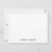 シックミニマルグリーンモノグパーソナライズされたラム ノートカード (正面)