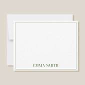 シックミニマルグリーンモノグパーソナライズされたラム ノートカード