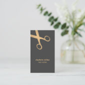 シックミニマルグレイフェイク金ゴールドシザー美容師 名刺 (スタンド正面)
