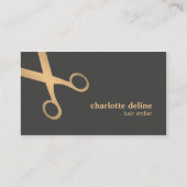 シックミニマルグレイフェイク金ゴールドシザー美容師 名刺 (正面)