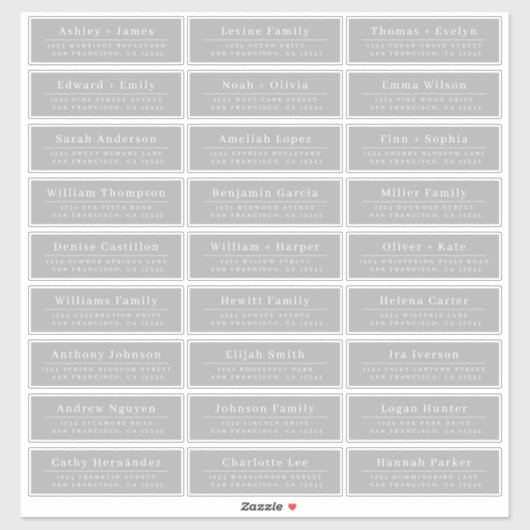 シックミニマルグレイ結婚ズゲスト住所 シール (シート)