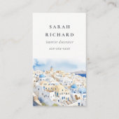 シックミニマルサントリーニギリシャの水彩画 名刺 (正面)