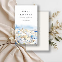 シックミニマルサントリーニギリシャの水彩画