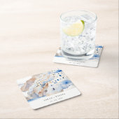 シックミニマルサントリーニギリシャ水の色結婚の スクエアペーパーコースター (インサイチュ)