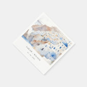 シックミニマルサントリーニギリシャ水の色結婚の スタンダードカクテルナプキン (角)