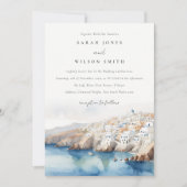 シックミニマルサントリーニギリシャ水の色結婚の 招待状 (正面)