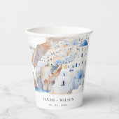 シックミニマルサントリーニギリシャ水の色結婚の 紙コップ (正面)