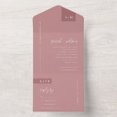 シックミニマルスカンジダスキーバラピンク赤面結婚ズ オールインワン招待状 (内側)