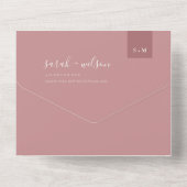 シックミニマルスカンジダスキーバラピンク赤面結婚ズ オールインワン招待状 (裏面)