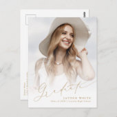 シックミニマルスモダンクリプト写真卒業招待状 ポストカード (正面/裏面)