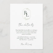 シックミニマルス結婚ホワイトグリーンモノグラム詳細 エンクロージャーカード (正面)