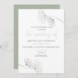 シックミニマルセージ緑と木炭の花 招待状