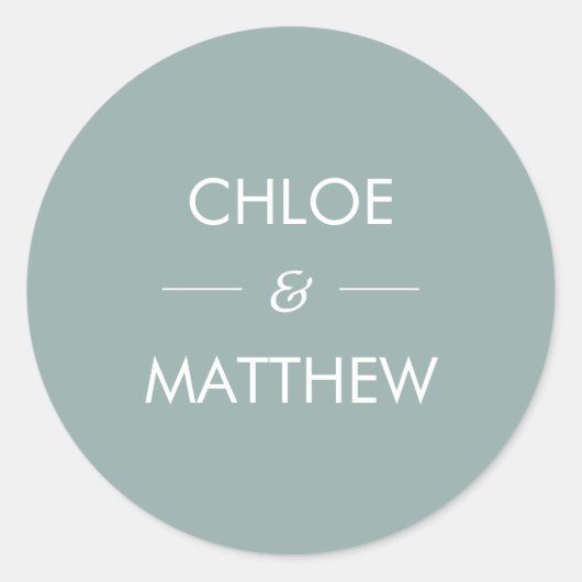 シックミニマルダスティブルー |結婚のカスタム数 ラウンドシール (正面)