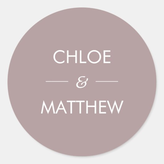 シックミニマルダスティプラム |結婚のカスタム数 ラウンドシール (正面)
