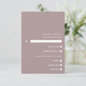 シックミニマルダスティプラム RSVPの食事の選択 出欠カード (スタンド正面)