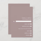 シックミニマルダスティプラム RSVPの食事の選択 出欠カード (正面/裏面)