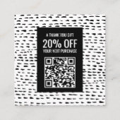 シックミニマルダッシュ黒白QRコード 割引カード (正面)
